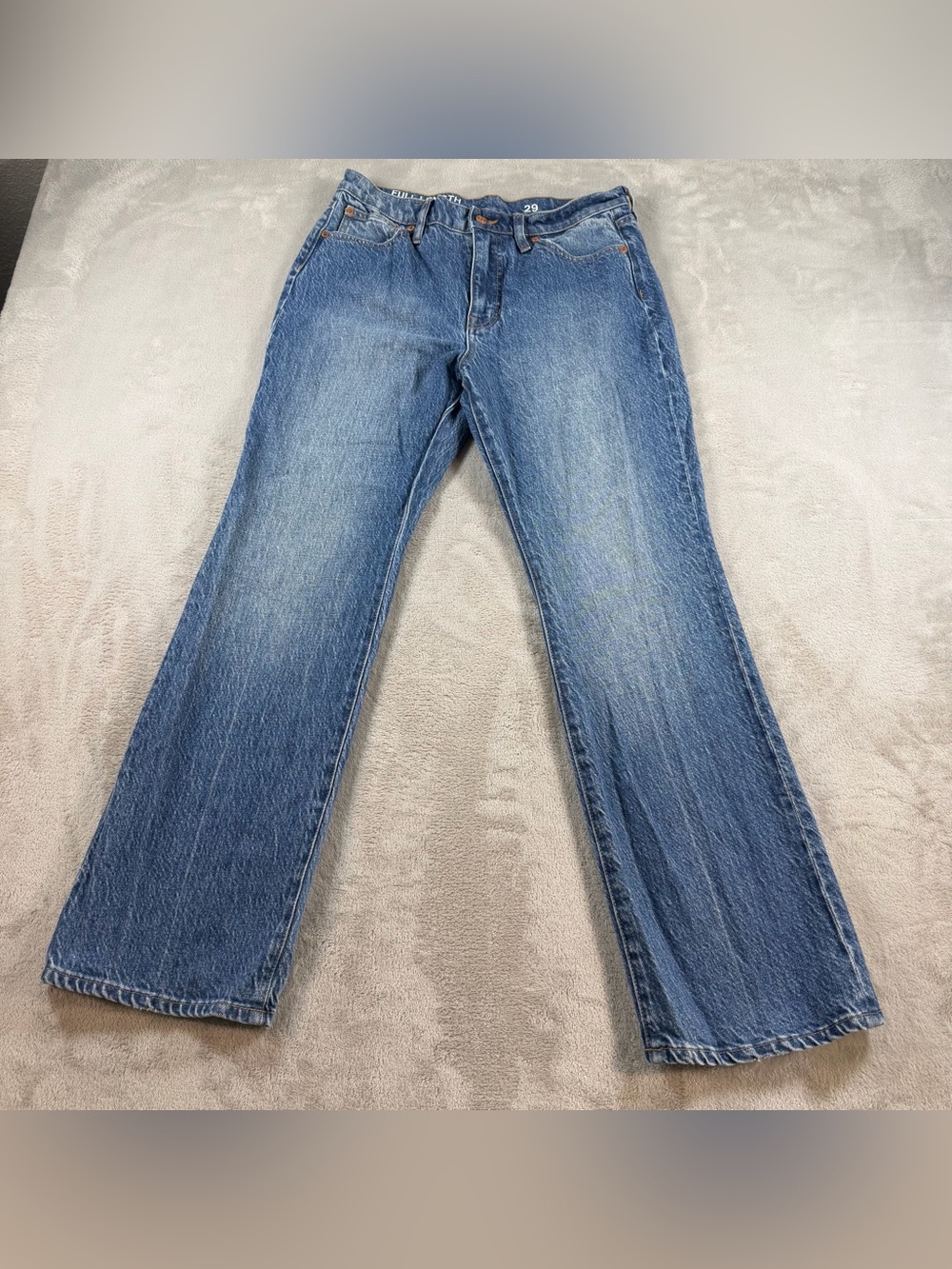 J Crew Full Length Demi‎ Boot Blue Jeans Denim Womens Size 29 100% Cotton